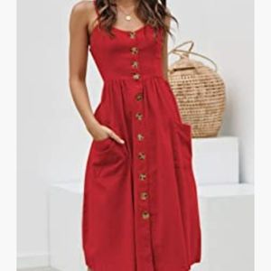 Angashion Red Midi dress Size Small